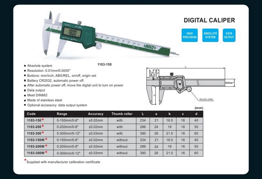DIGITAL CALIPER, INSIZE DIGITAL CALIPER