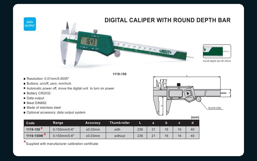 DIGITAL CALIPER WITH ROUND DEPTH BAR, JUAL DIGITAL CALIPER WITH ROUND